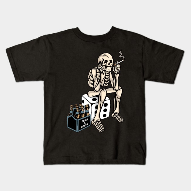 Dice and Skull, Gamer Skull, Beer and Skull, Beer and Dice Kids T-Shirt by gggraphicdesignnn